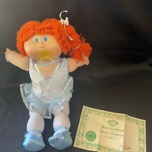 Vintage Cabbage Patch Doll with Pacifier, Red Hair, Blue Eyes and birth certi
